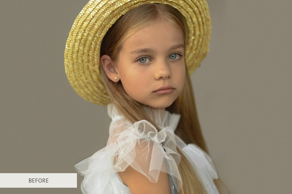 A fair-haired girl in a straw hat.