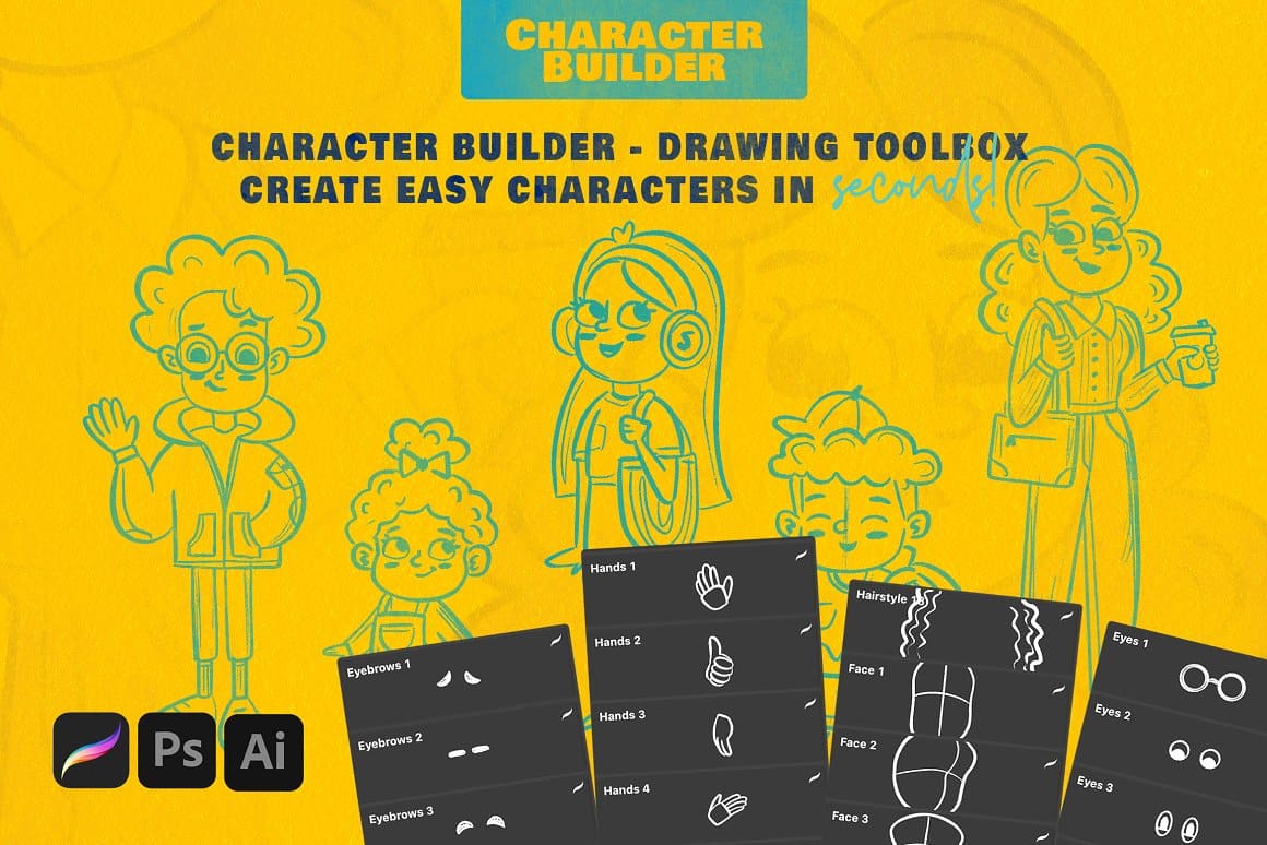 Character builder - drawing toolbox create easy characters in seconds.