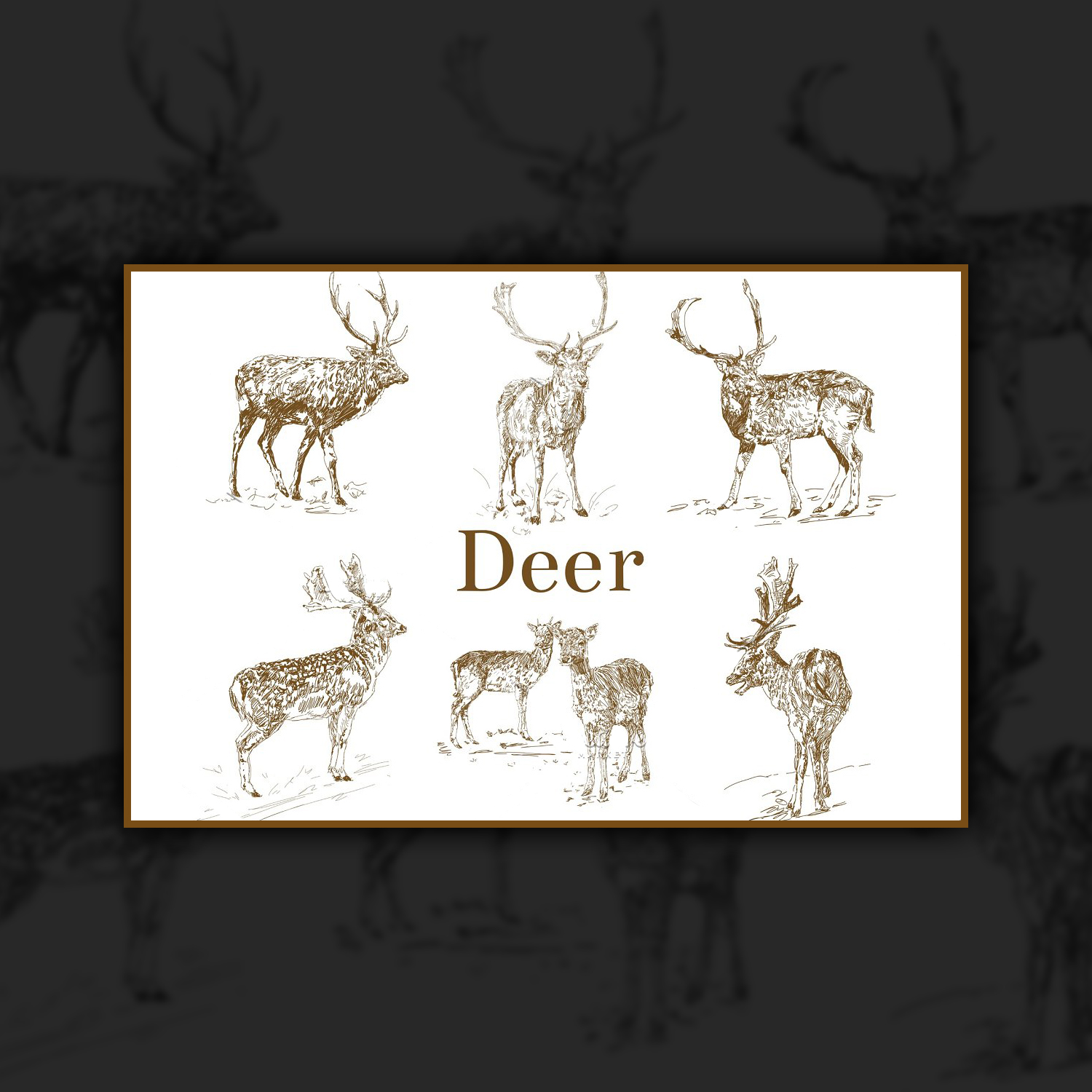Images with christmas deer animals sketches.