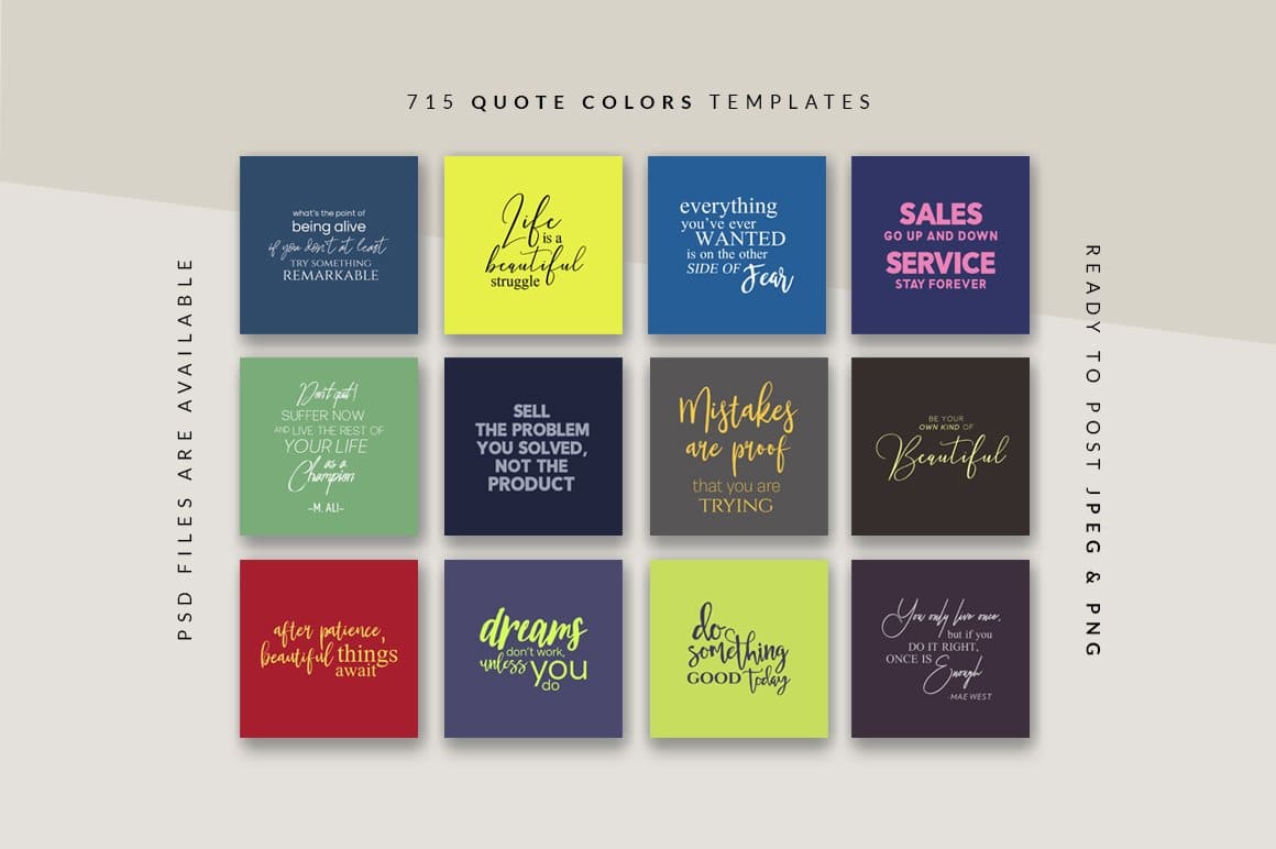 715 quote colors templates on the light gray background.