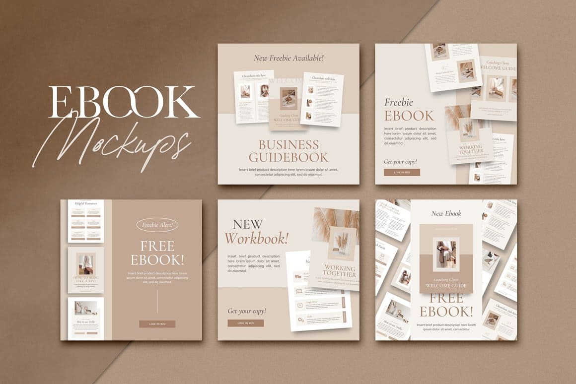 Ebook Mockups, Business Guidebook, Freebie Ebook, New Workbook.