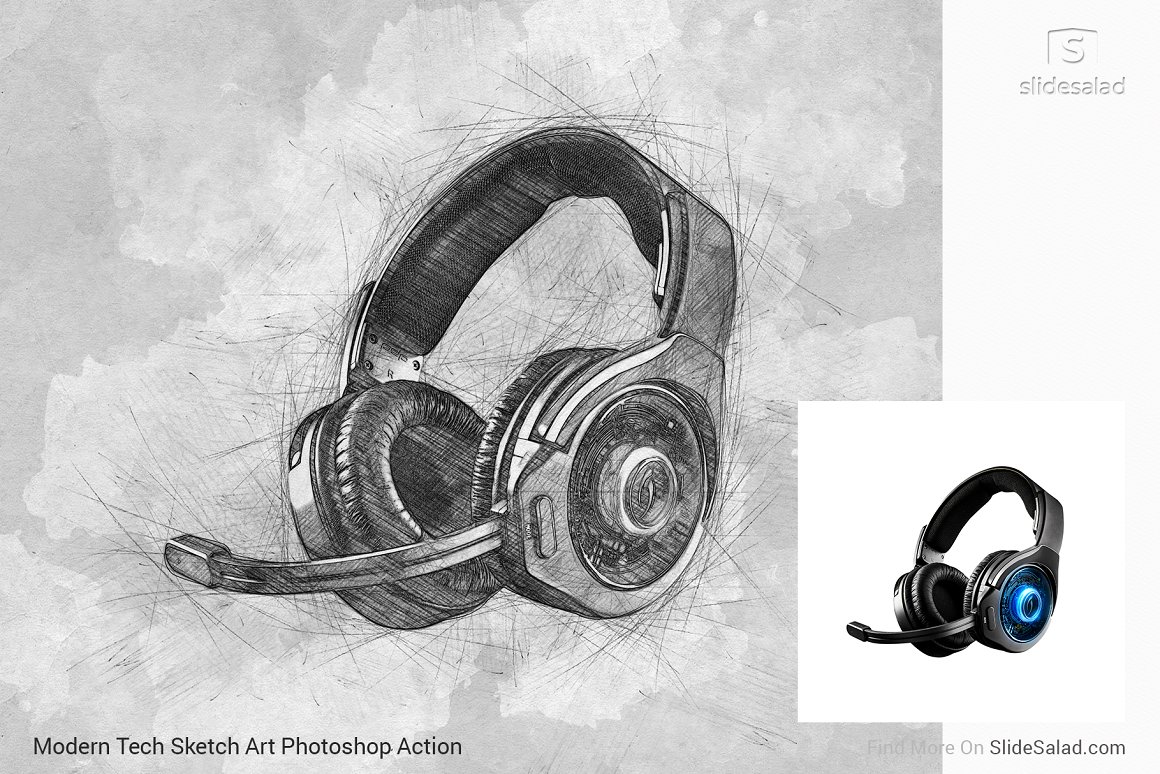 Black and white image with headphones.