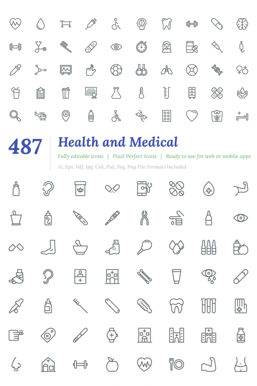 Illustrations health and medical line icons of pinterest.