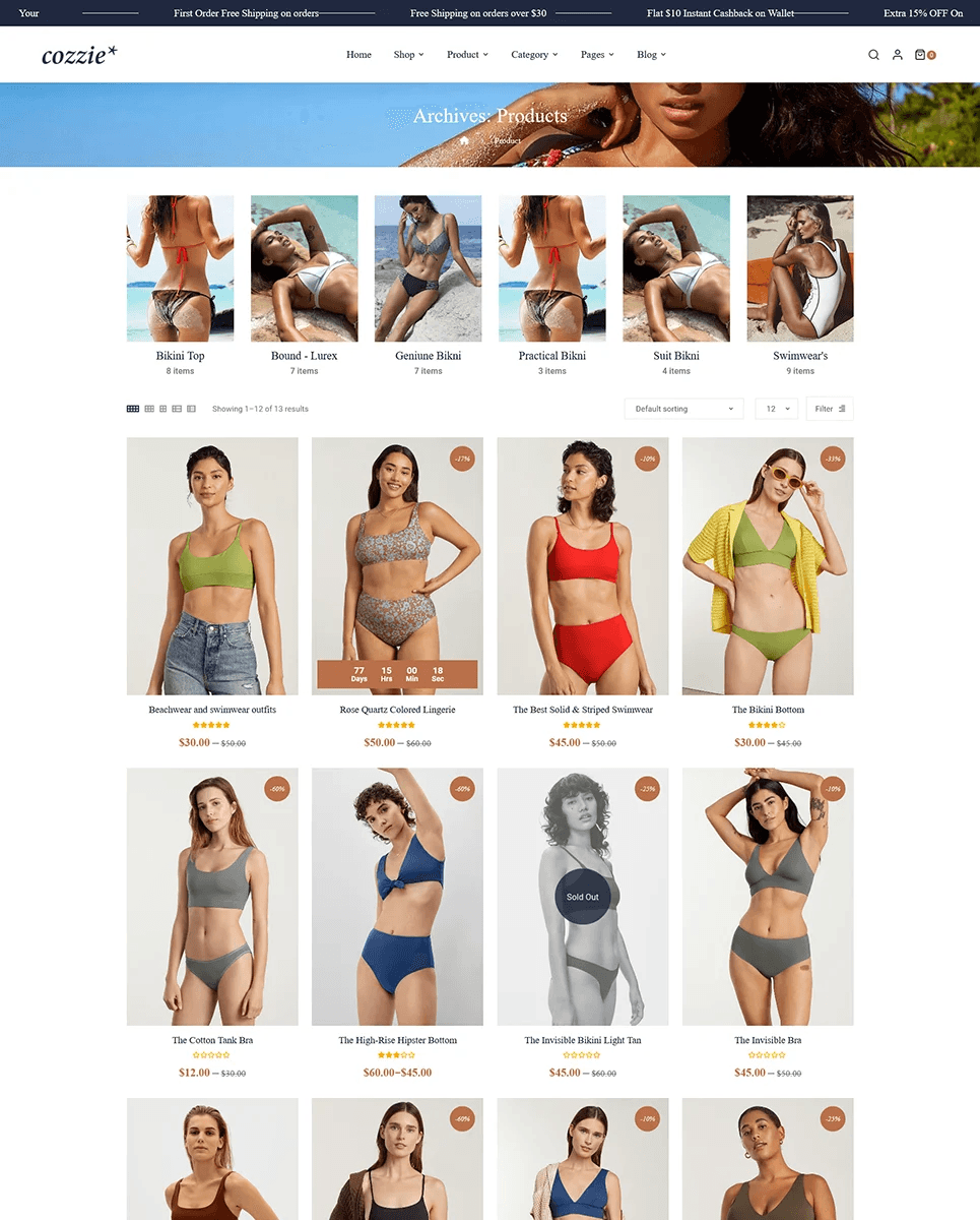 Different swimsuits on different models.