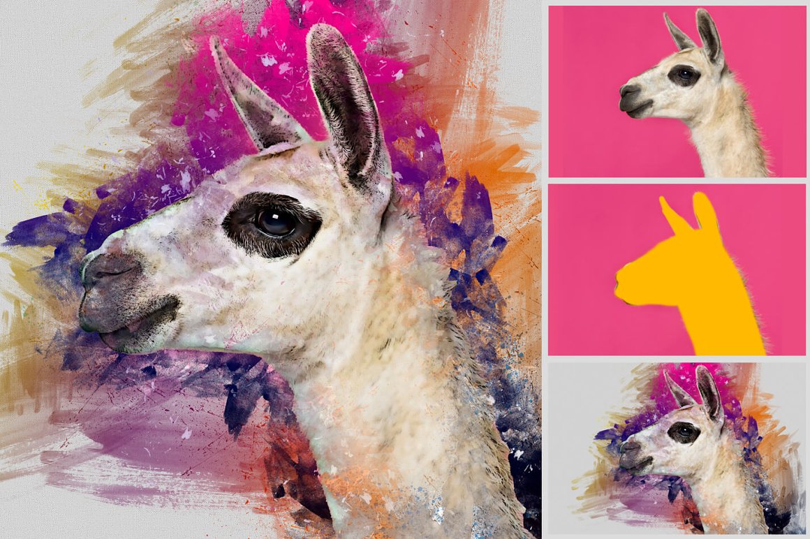 A mask on the image of a llama.