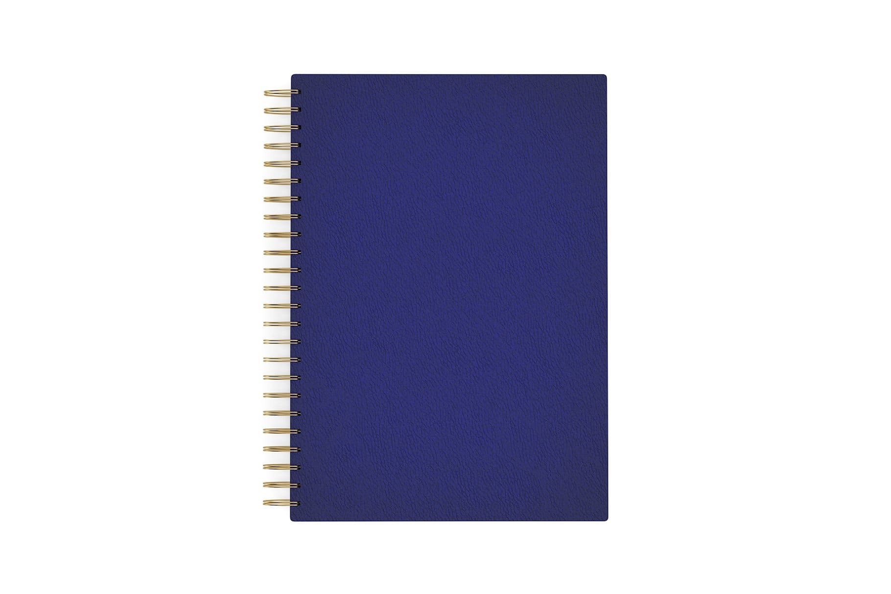 A blue notebook with a spring is depicted on a white background.