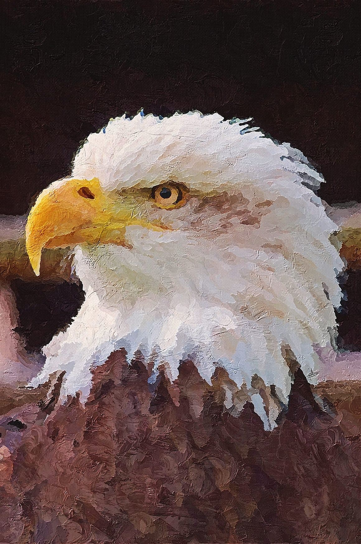 The eagle photo was reworked in Palette Knife Photoshop Action.