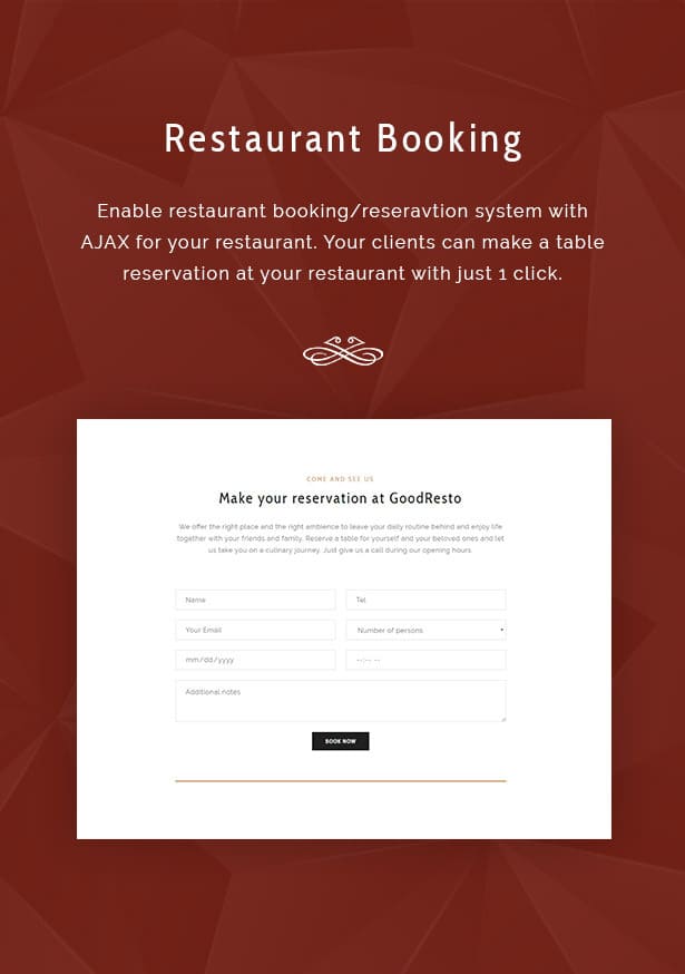 Enable restaurant booking/reservation system with AJAX for your restaurant.
