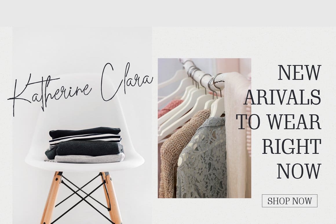 “New arrivals to wear right now” is written in Whitley font.