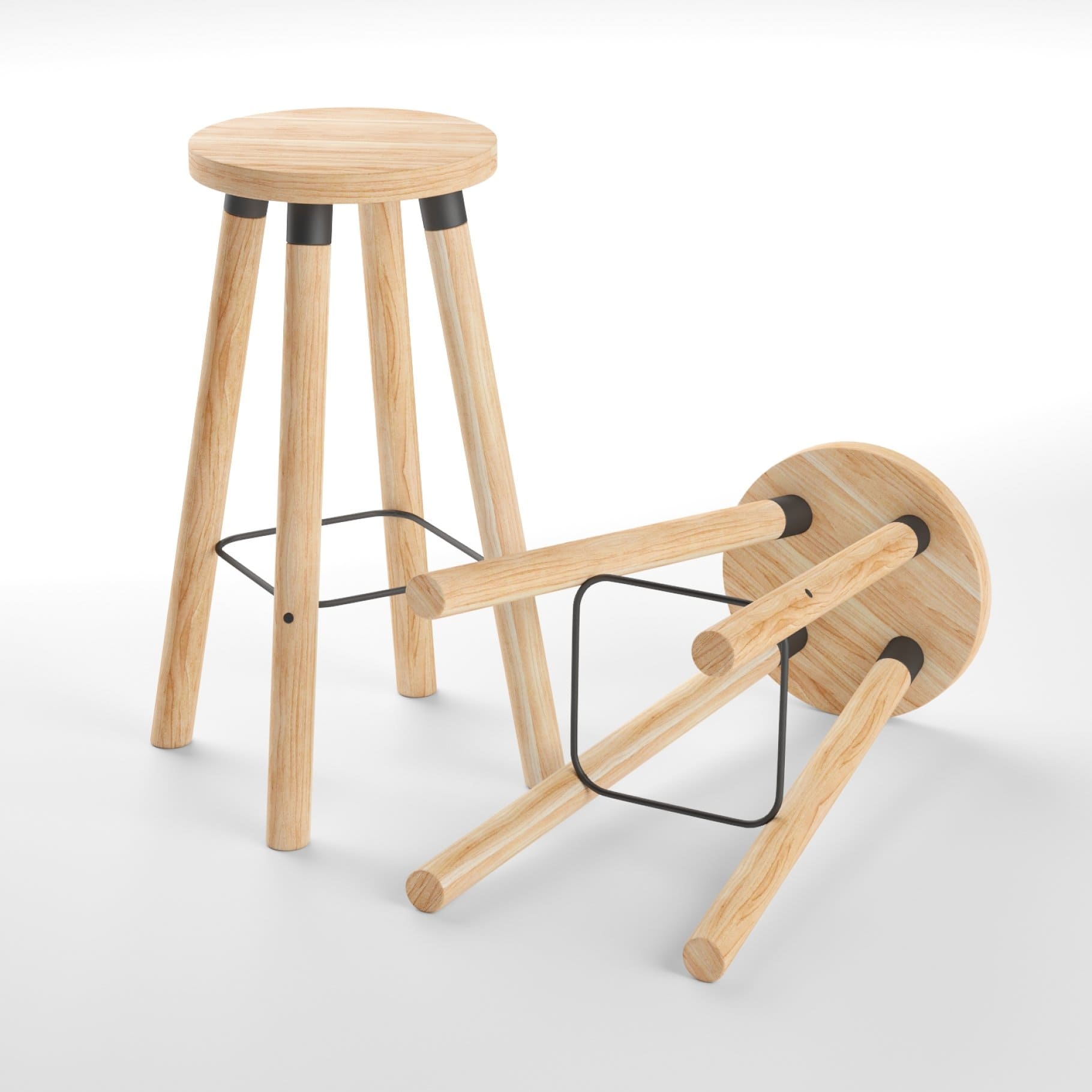 One Partridge Bar Stool Design By Them stands and the other lies.