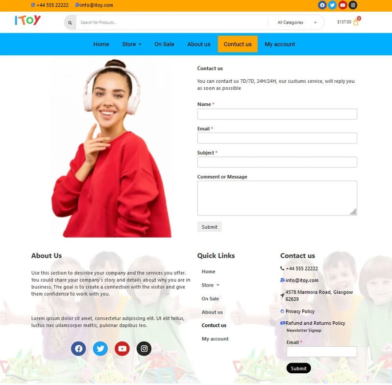 Contact us of “I toy store woocommerce theme”.