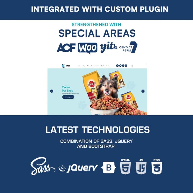 Integrated with custom plugin, latest technologies combination of Sass, Jquery and Bootstrap.