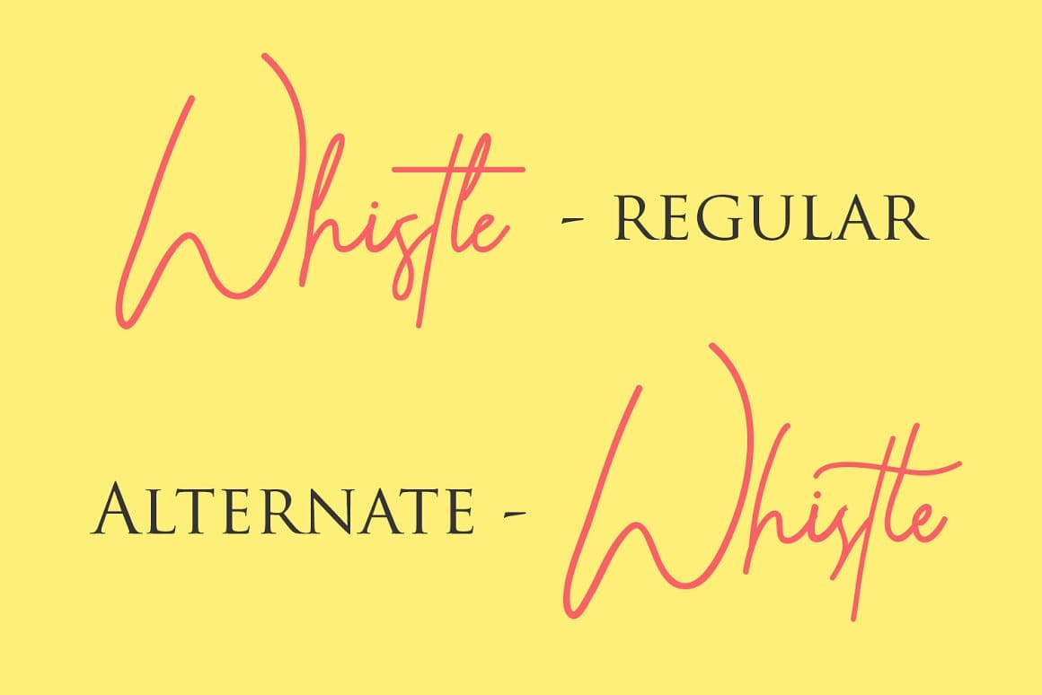 Inscription "Whistle - regular, alternate - whistle" on the yellow background.