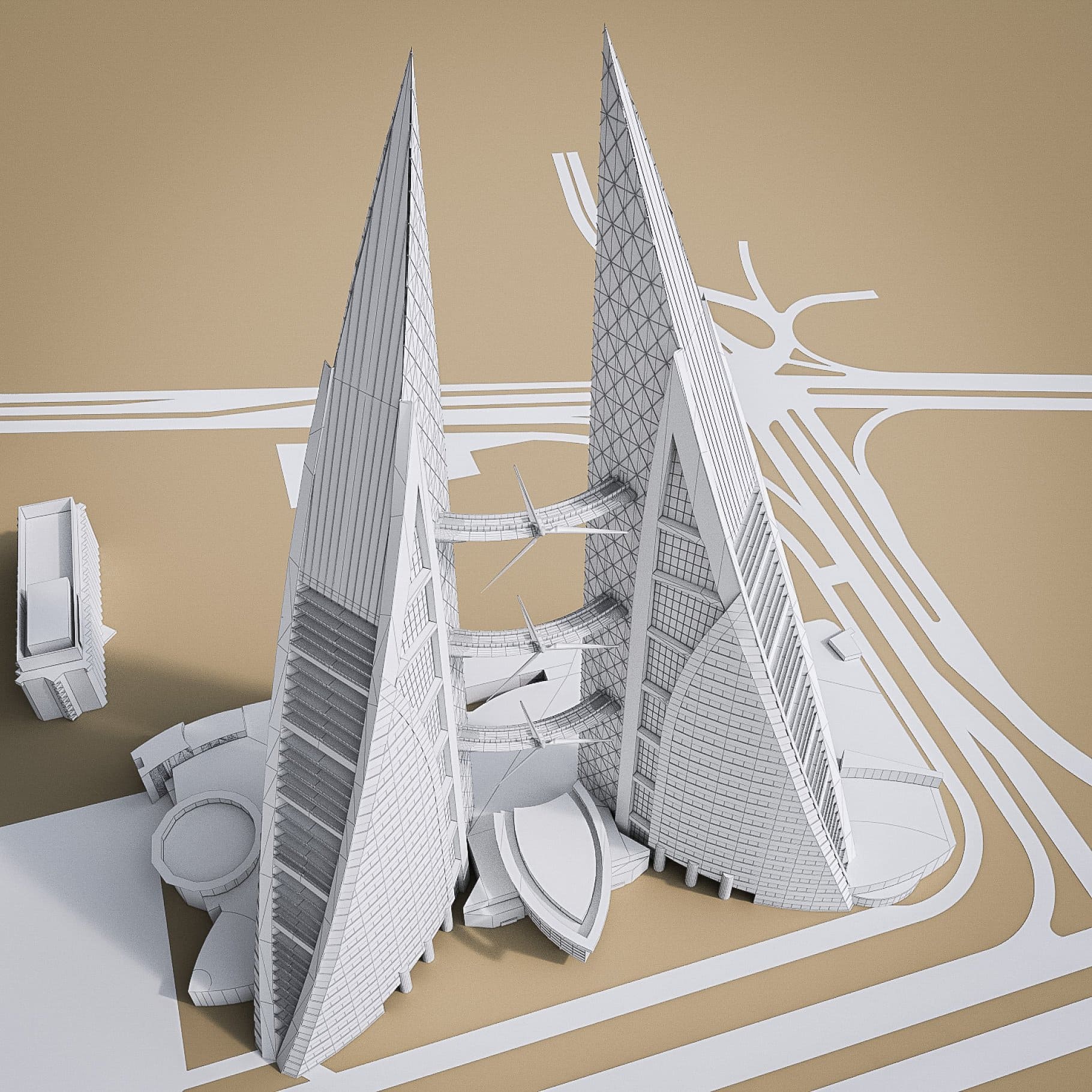 3D model of Bahrain World Trade Center.