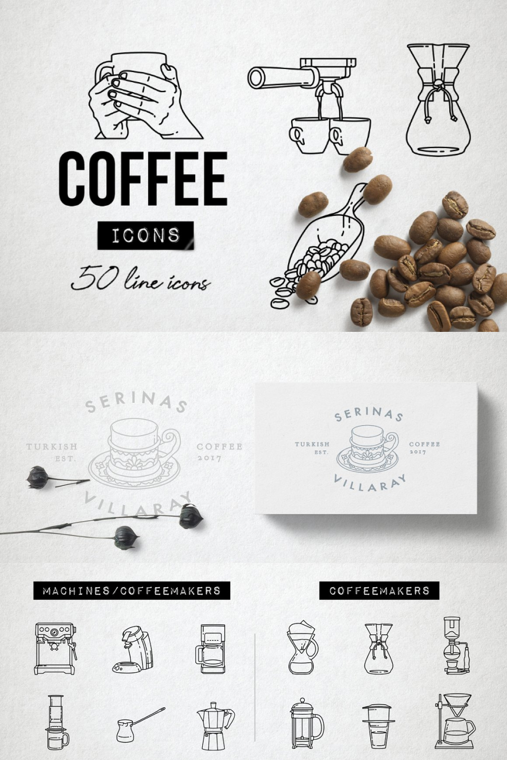 Illustrations coffee icons set graphics of pinterest.