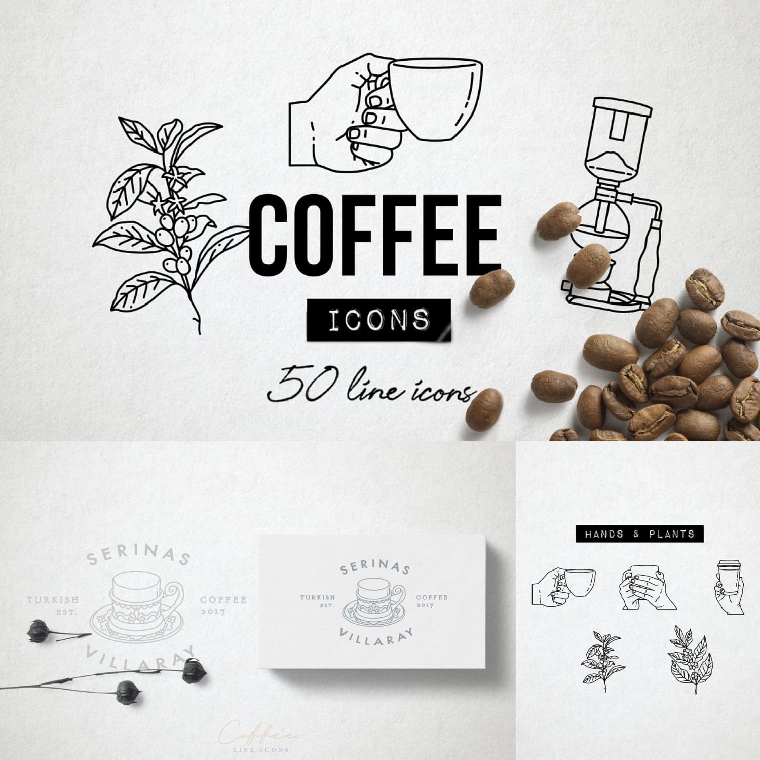 Preview coffee icons set graphics.