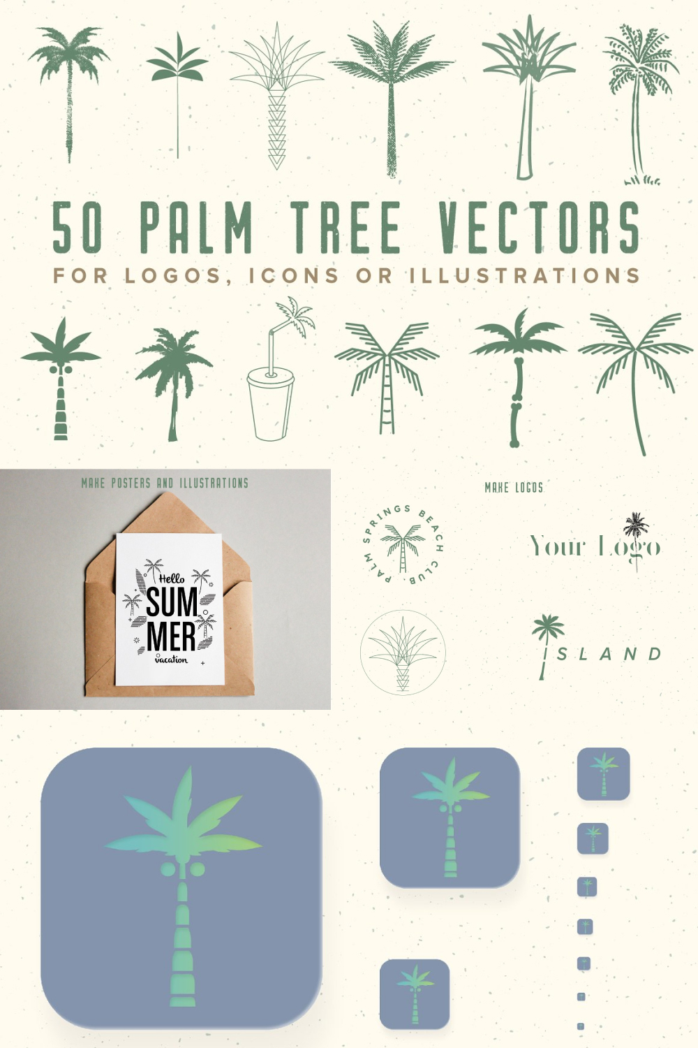 Illustrations palm tree vector logos icons of pinterest.