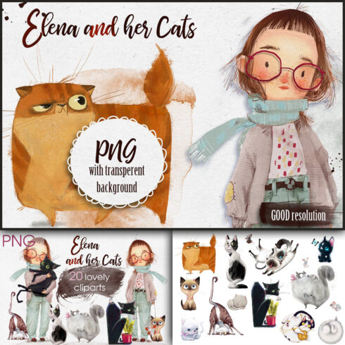 Images with elena and her cats.