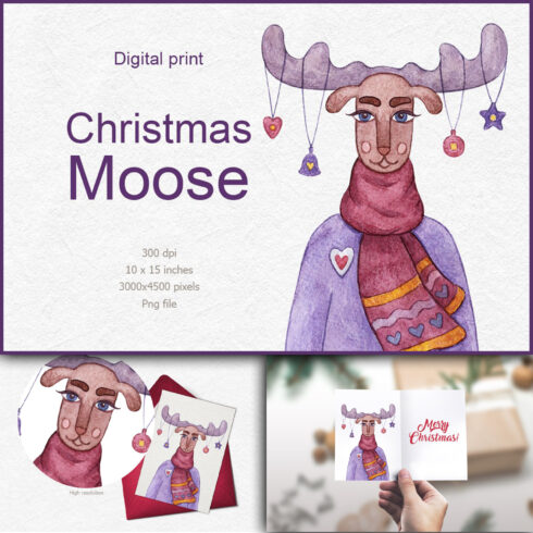 Images with christmas moose clip art.