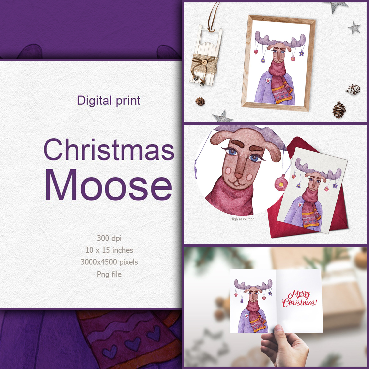 Preview christmas moose clip art.