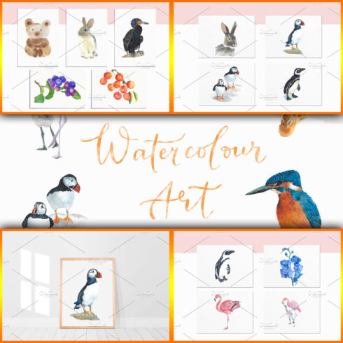 Images with watercolour wall art.