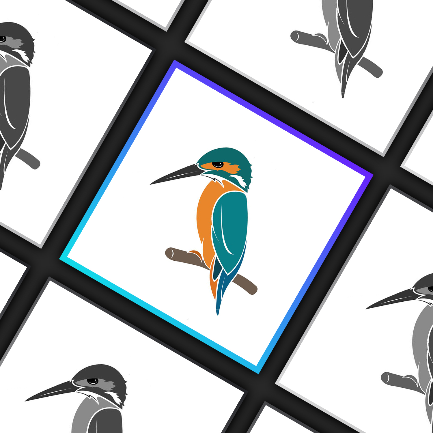 Preview vector of kingfisher bird design.