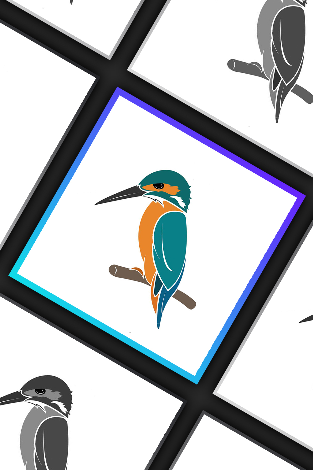 Illustrations vector of kingfisher bird design of pinterest.