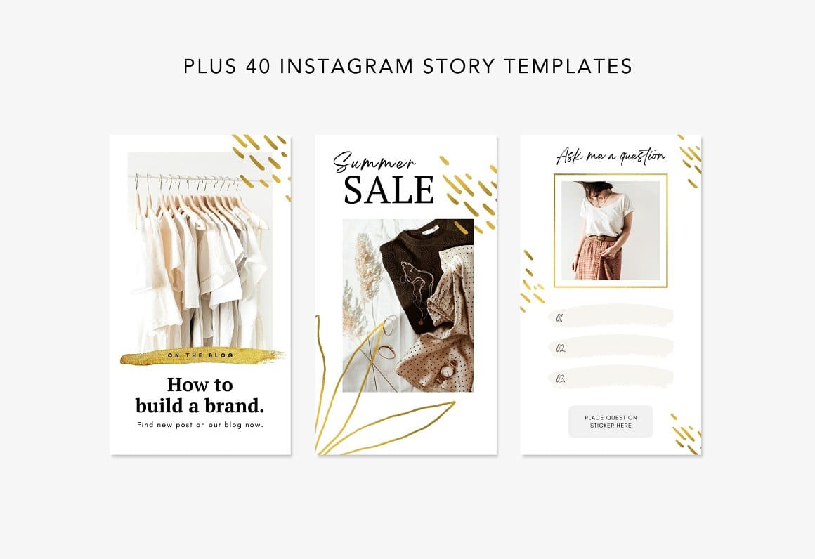Plus 40 Instagram store templates of Gold Instagram post pack.