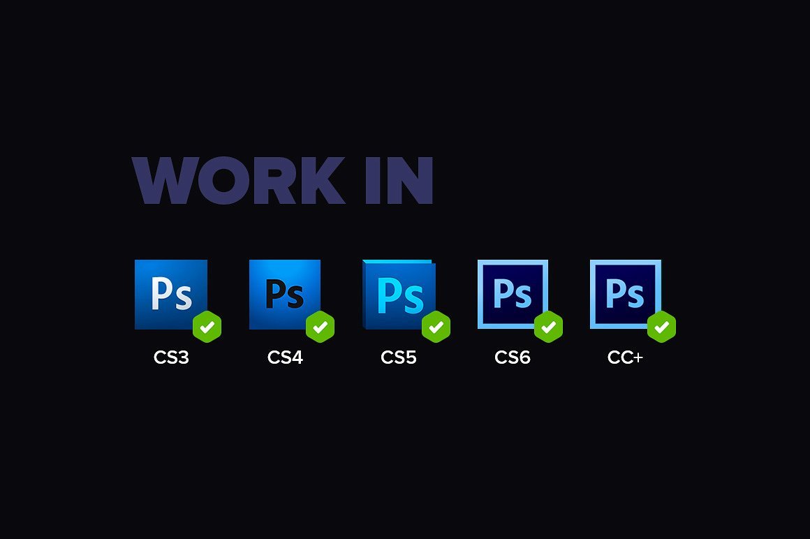 Photoshop versions are supported.