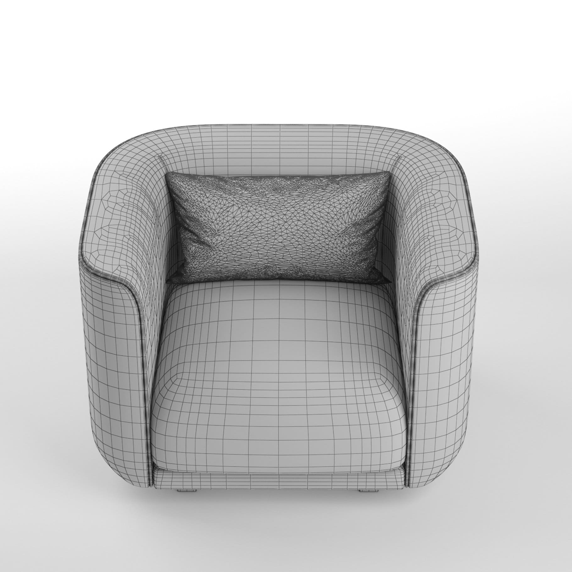 3D model of Fat Tulip Arm Chair with rectangular cushion.