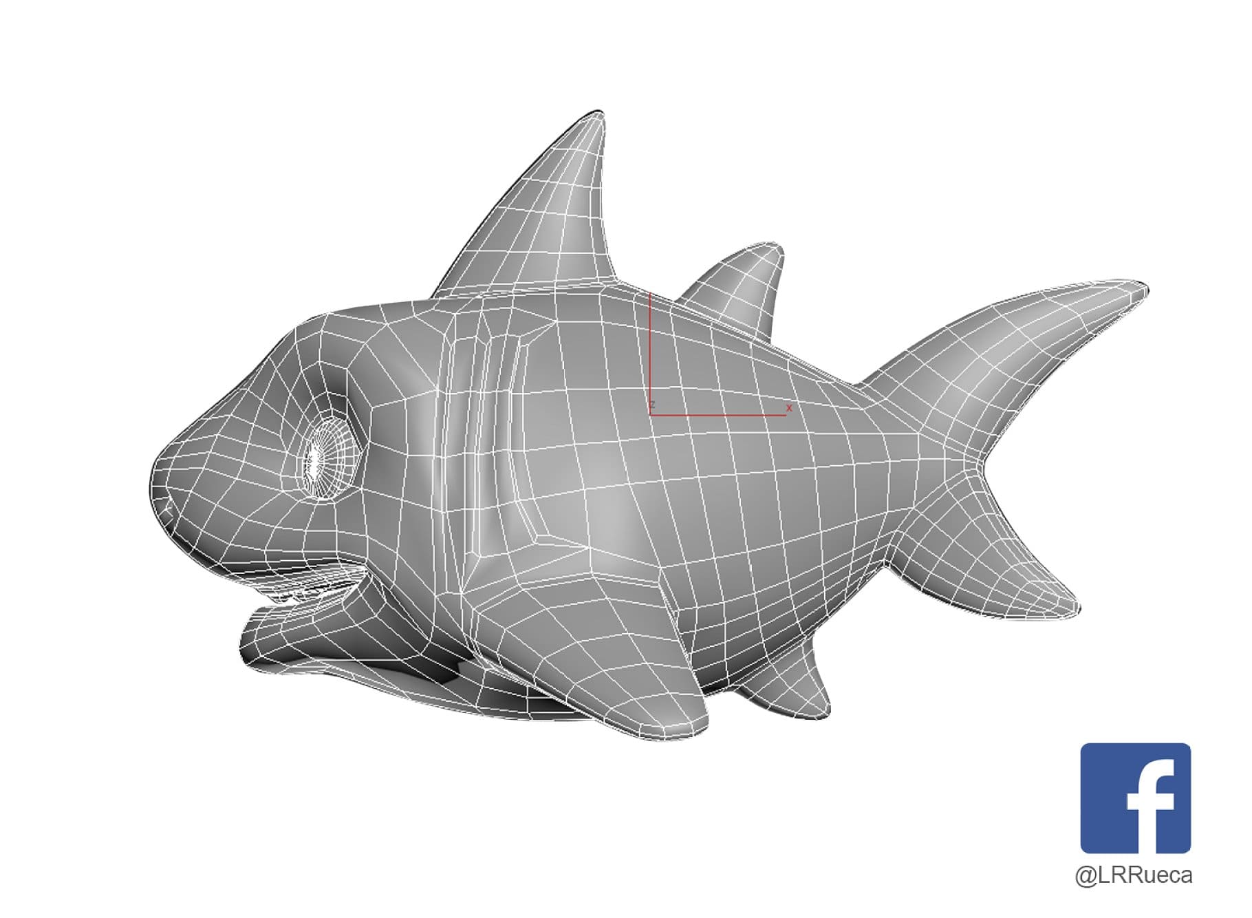 3D model of a shark side view.