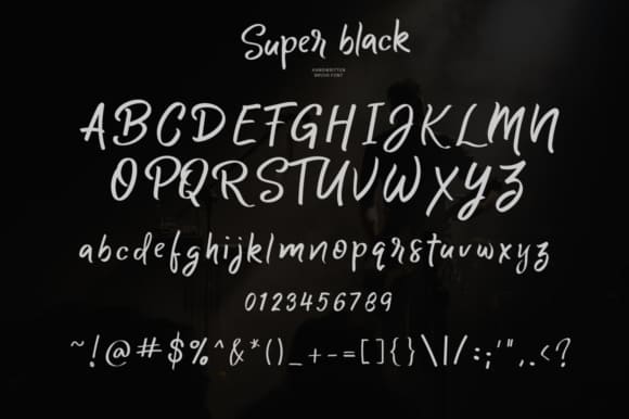 White fonts in the “Super black” style are depicted on a black background.