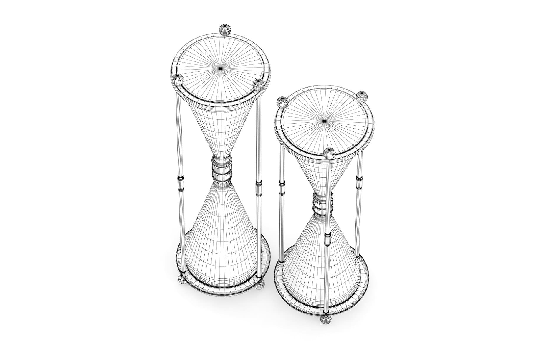 3D model of an hourglass top view.