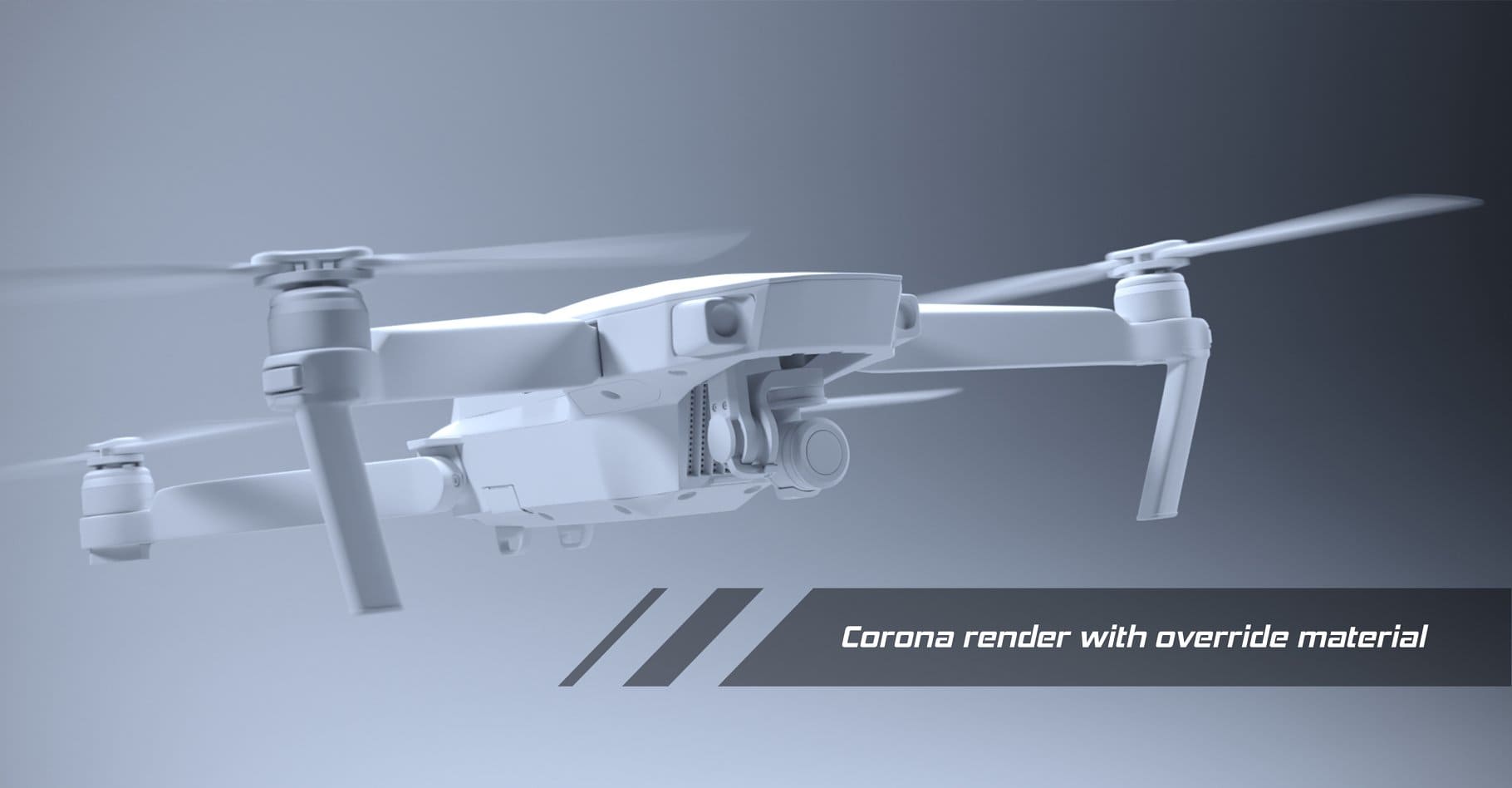 White Dji mavic pro quadcopter in 3D model.