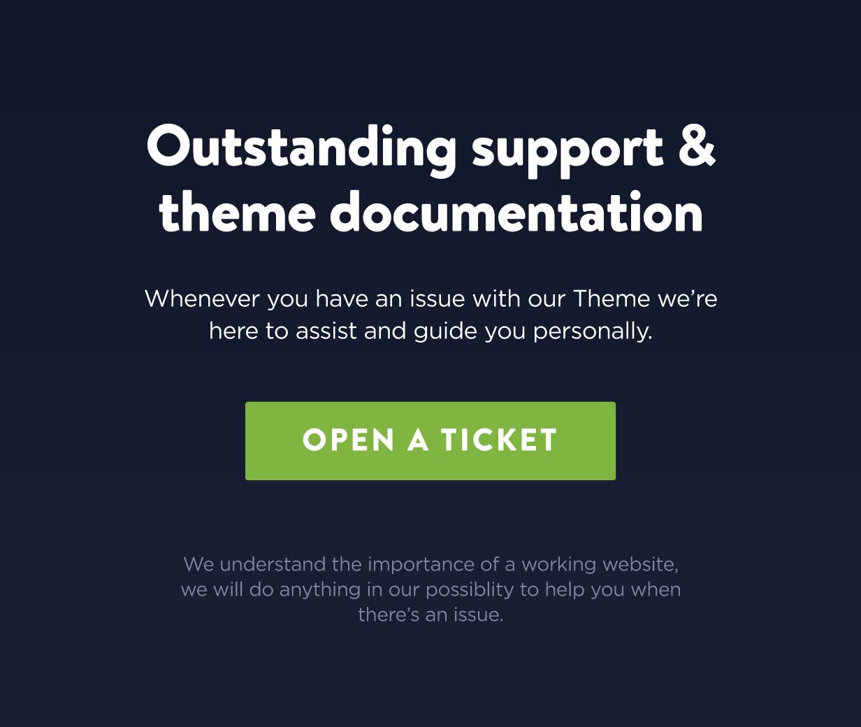 An inscription “Outstanding support and theme documentation”.