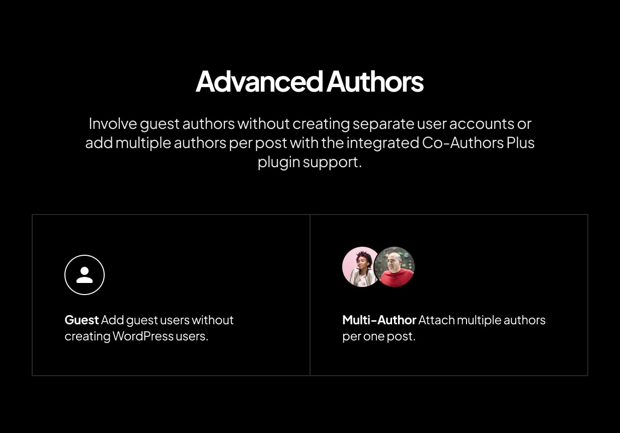 Advanced authors page.