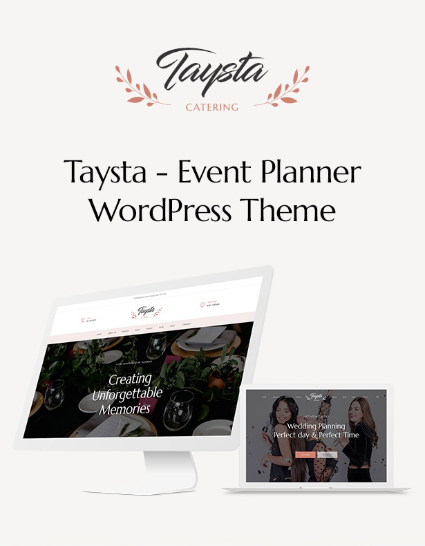 Homepage of event planner site template.