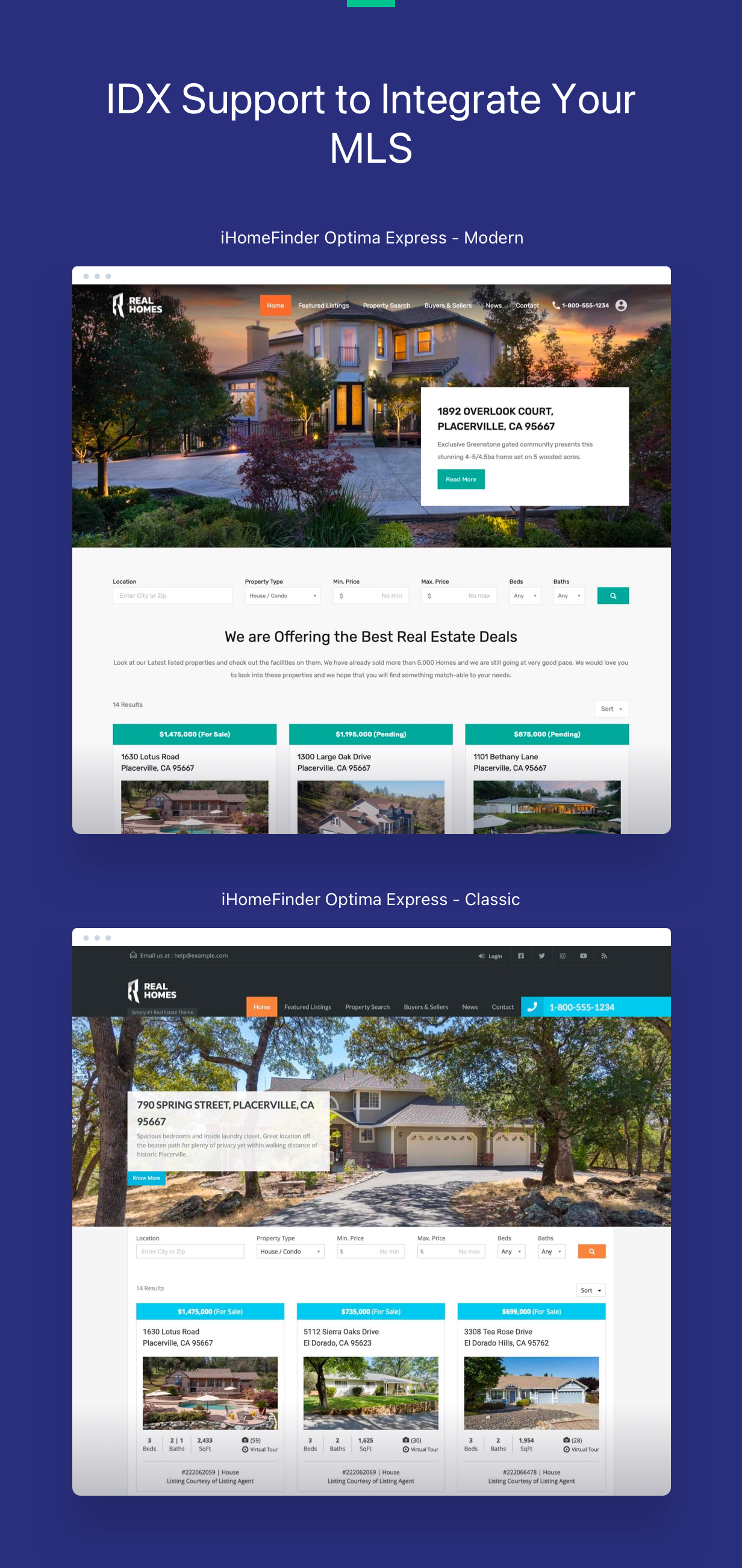 The main page of the housing rental template.