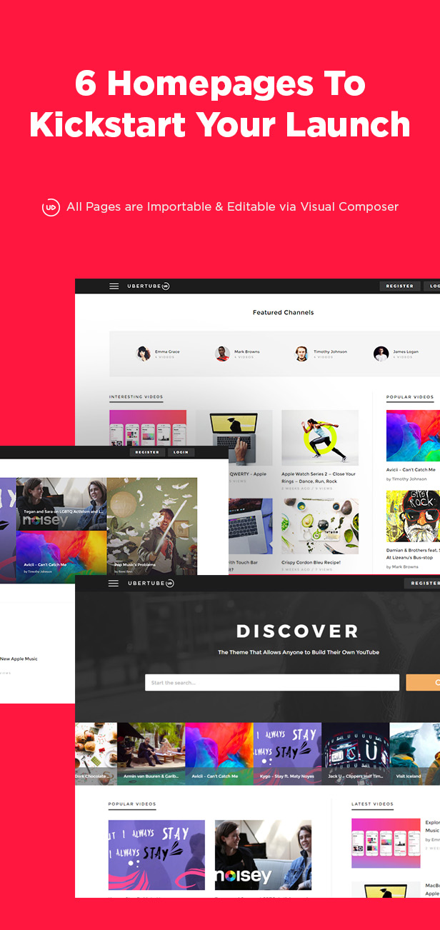 Colorful video page template.