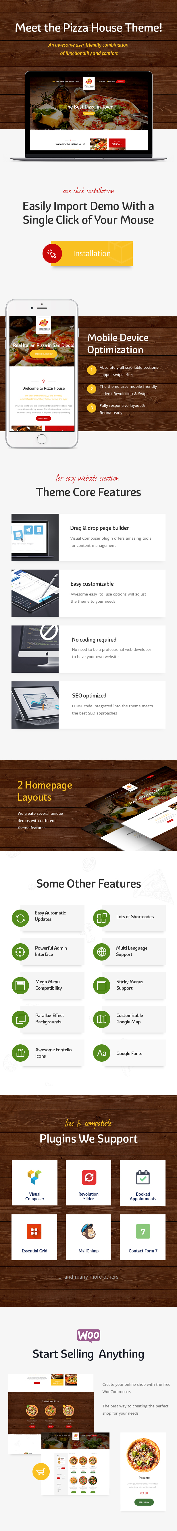 Image of restaurant-themed website pages.