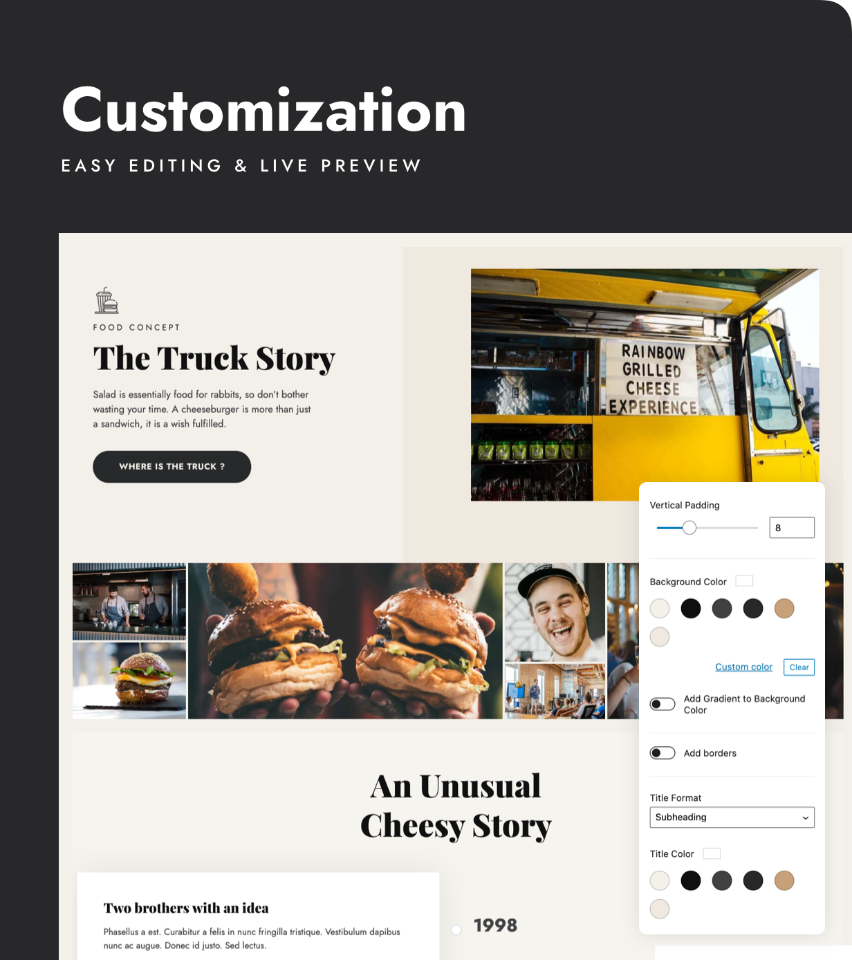Customization with page modifications.