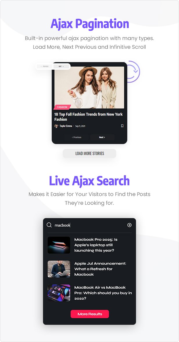 Live search with add-ons.