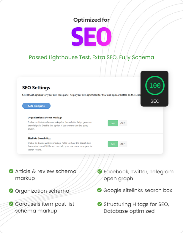 SEO setting in the template.
