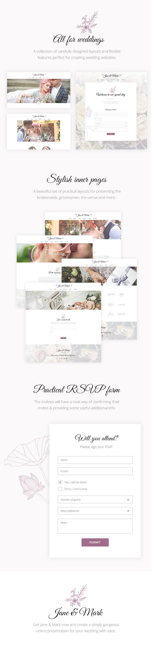 Templates with website pages with cream inserts.