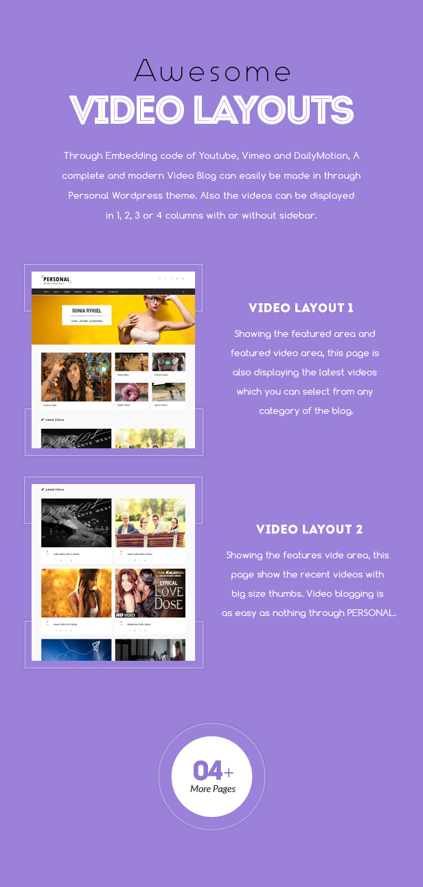 Pages with videos on a folate background.