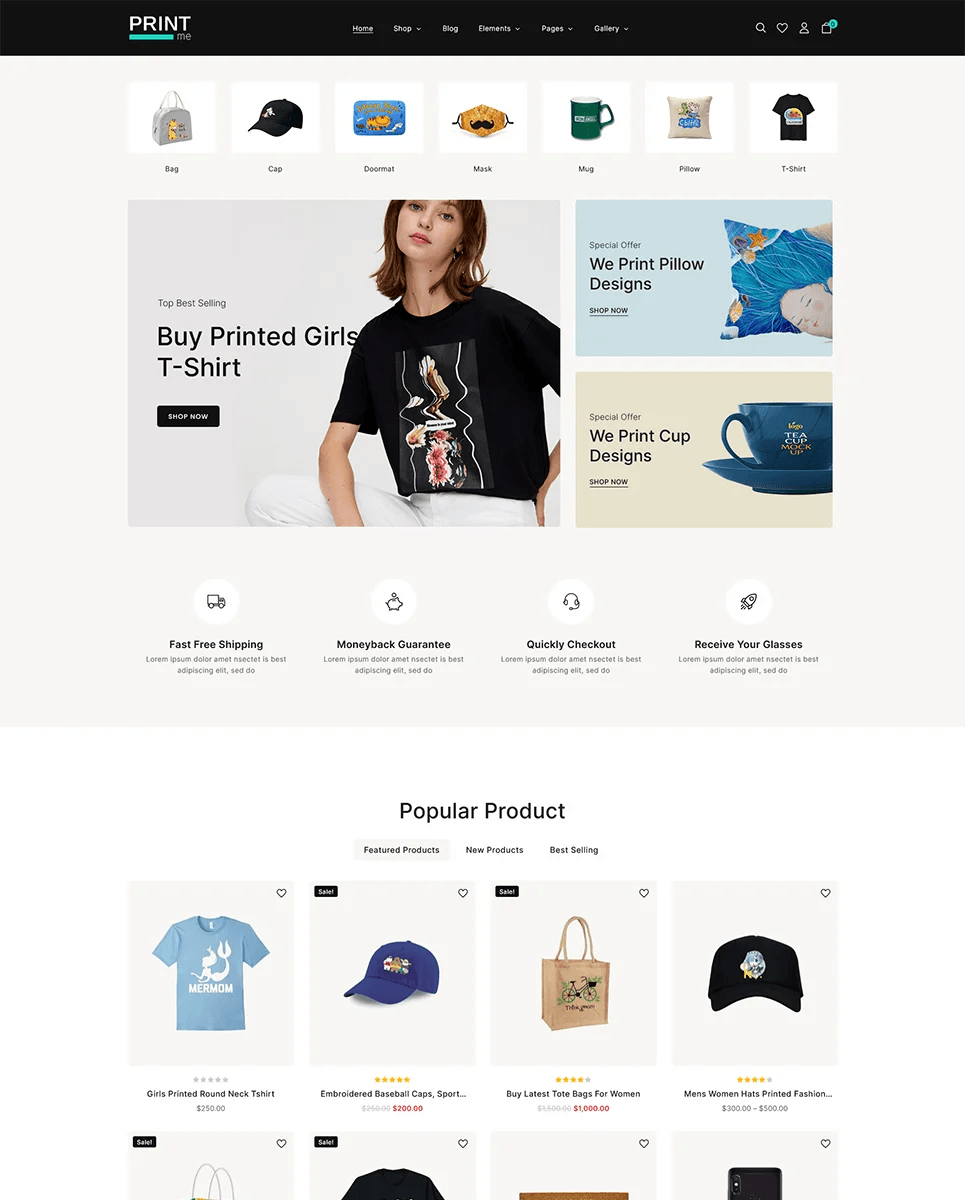 Store website template image.