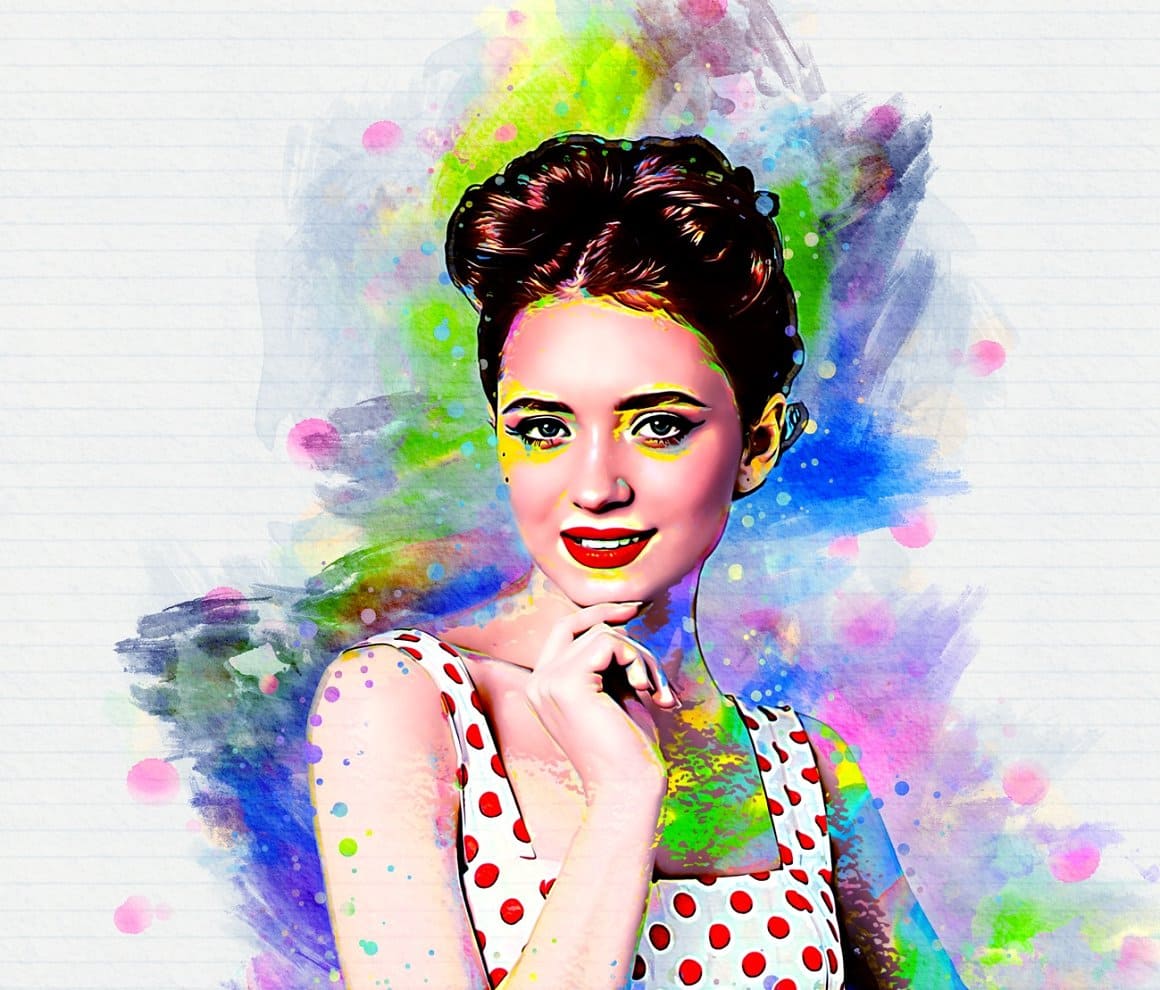 Beautiful Girl Image with Pet Watercolor Art Plugin design.