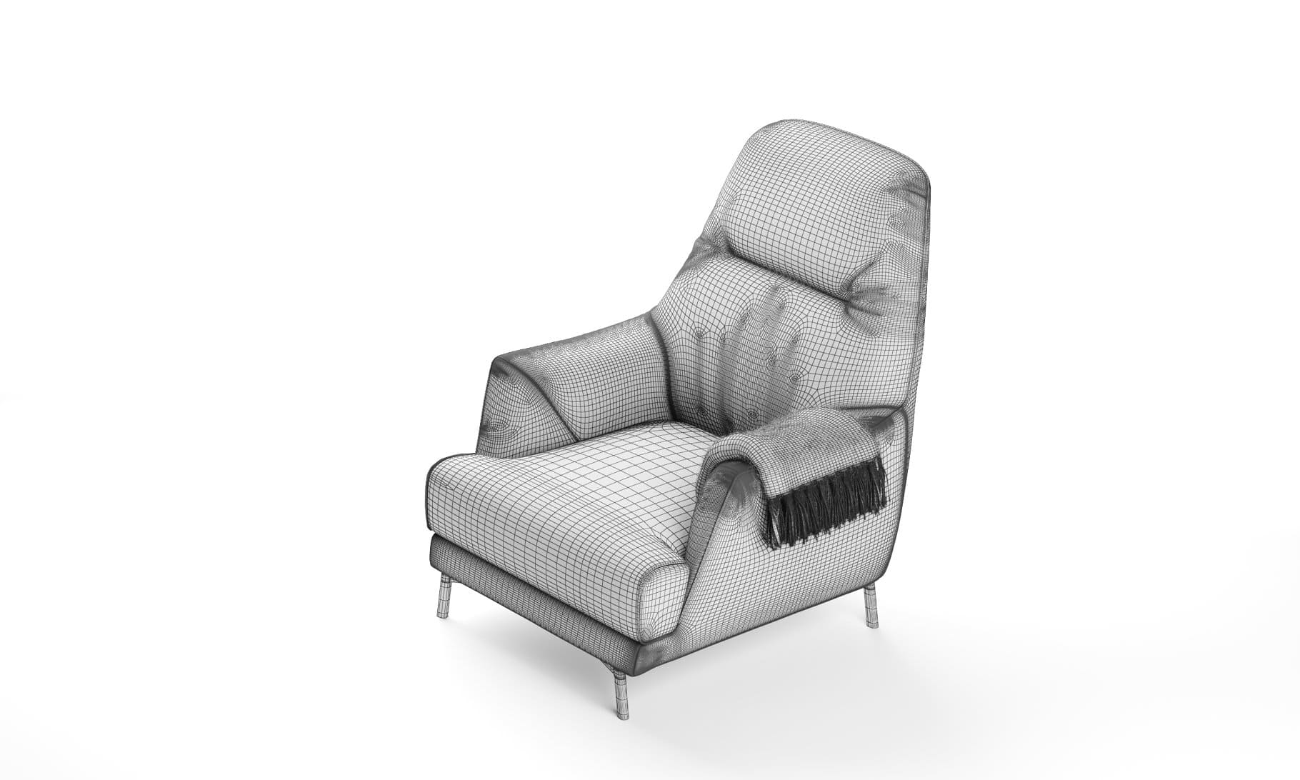 3D model of a chair with small legs.