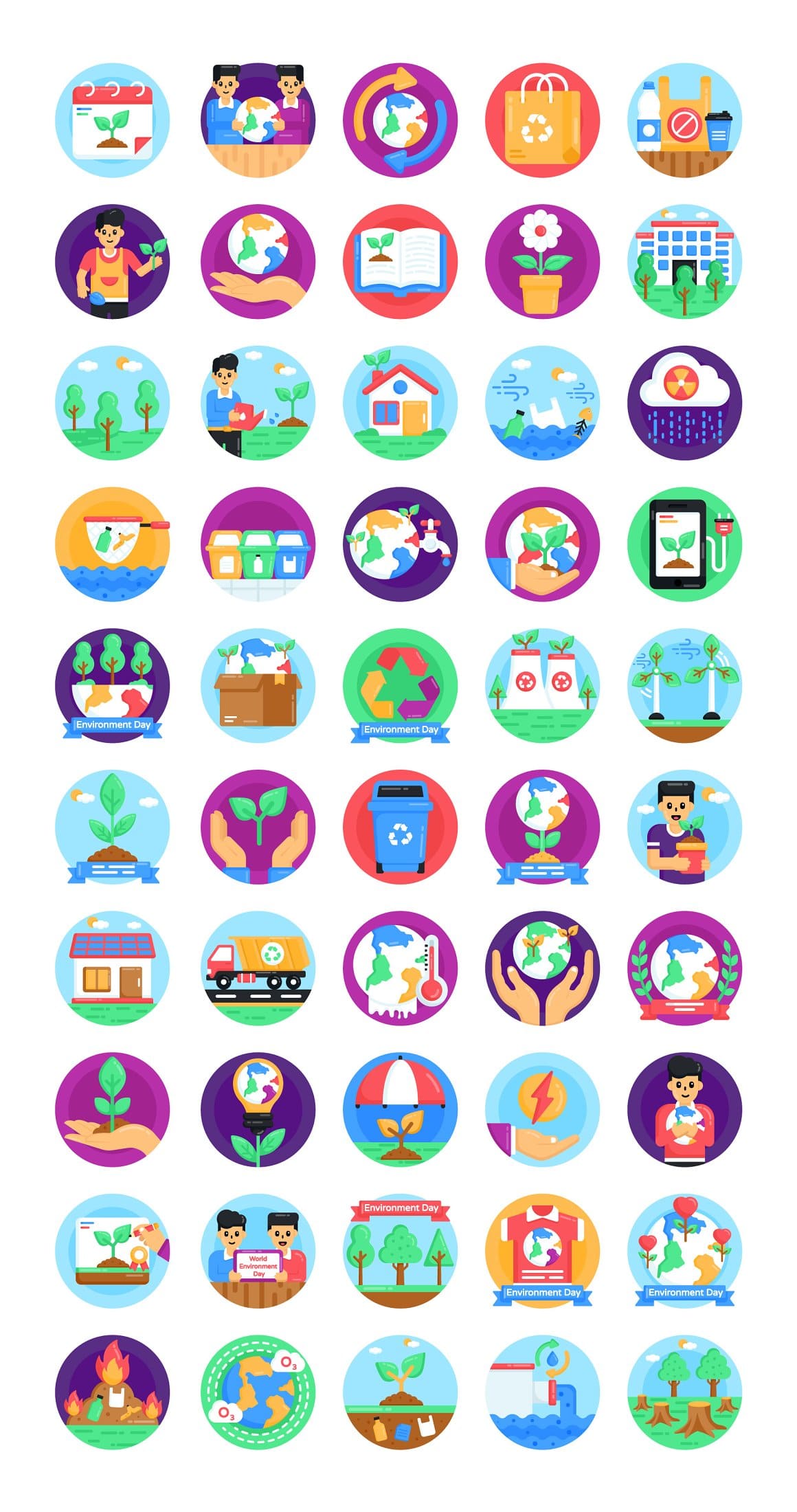 Lots of little earth day icons.