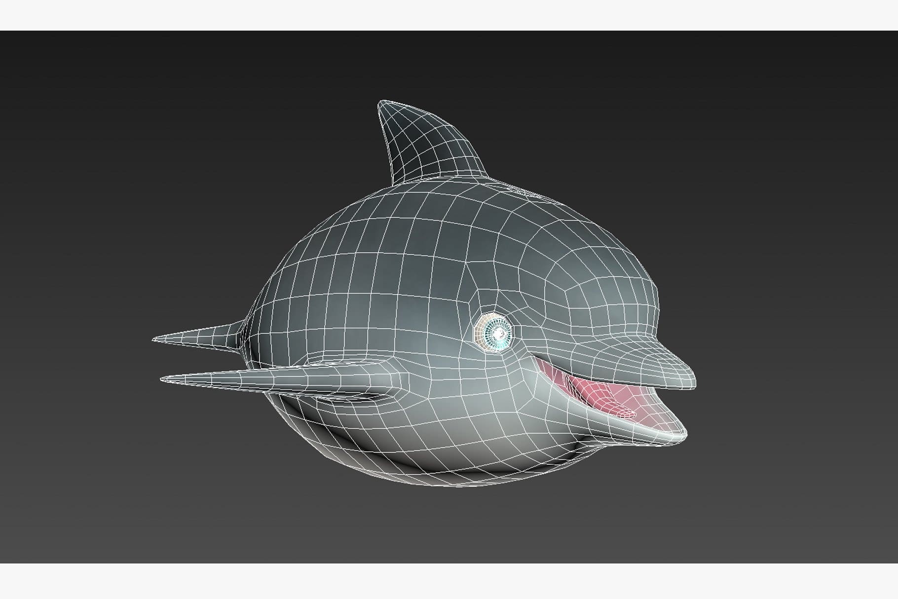 Graphic model of a funny dolphin in a grid.